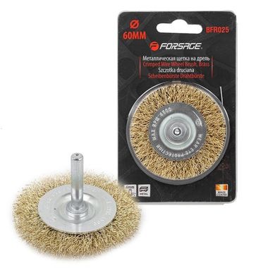 Кордщетка дисковая латунная для дрели 60мм, в блистере Forsage F-BFR025