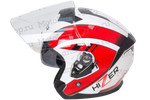 Шлем мото открытый HIZER J222 №1 (M) white/red (2 визора)