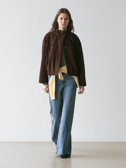 Massimo Dutti Джинсы-клеш со средней посадкой, средне-синий