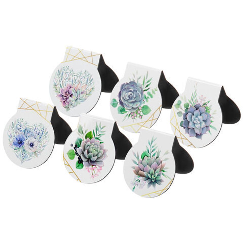 Закладки для книг МАГНИТНЫЕ, "FLOWERS", набор 6 шт., 30х25 мм, BRAUBERG, 113168