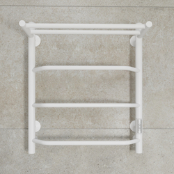 Полотенцесушитель электрический EWRIKA Сафо FT 60x55 см, подключение справа, слева, белый полуматовый, лесенка, из стали, с полкой