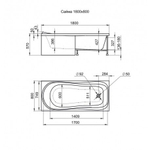 Ванна акриловая прямоугольная Alex Baitler Saima 180*80 с ножками