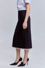 Юбка в полоску из шерсти с контрастной подкладкой