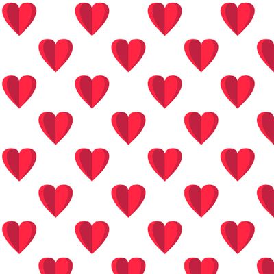 Red 3D hearts seamless pattern.