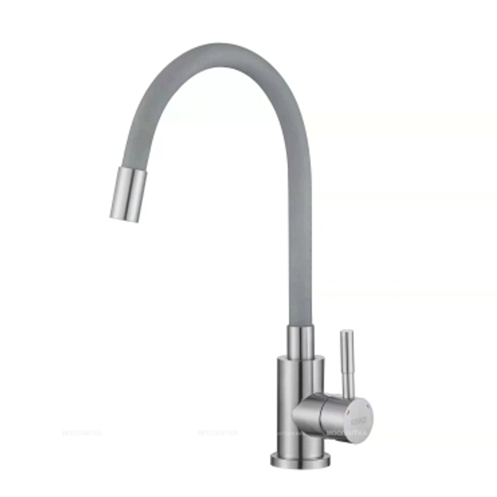 Смеситель для кух. мойки Esko Snake  K44G гибкий излив серый нерж