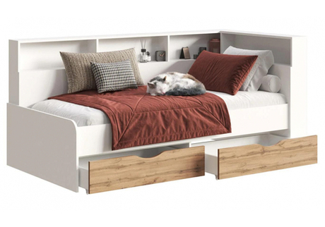 Кровать Woodville Амер 190х80 белый, дуб вотан