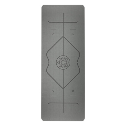 Ультрацепкий 100% каучуковый коврик для йоги Flowers Dark Grey 185*68*0,5 см нескользящий