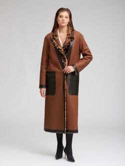 Дубленка леопард двусторонняя без пояса