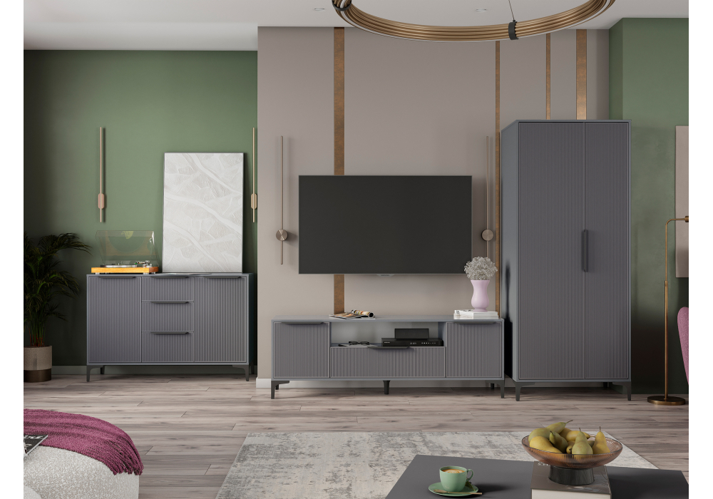 Готовая гостиная Woodville Иадама графит, графит софт  2