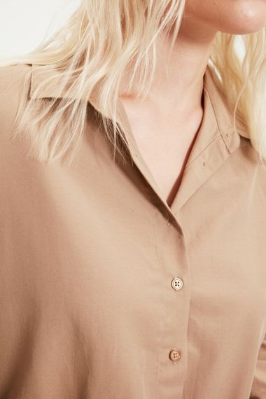 Qadın üçün uzun qollu bej köynək TWOAW20GO0107