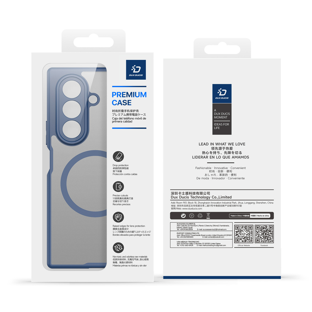 Усиленный чехол синего цвета с MagSafe для Samsung Z TriFold, серия Expn Series Magnetic от Dux Ducis