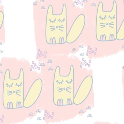 Желтые коты на розовом