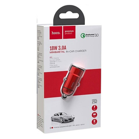 Автомобильное зарядное устройство USB Hoco Z32 (18W, QC3.0) Красный