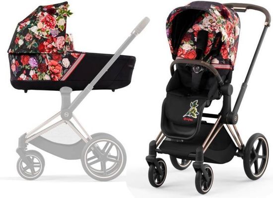 Коляска 2 в 1 Cybex Priam 4 2022. Spring blossom dark