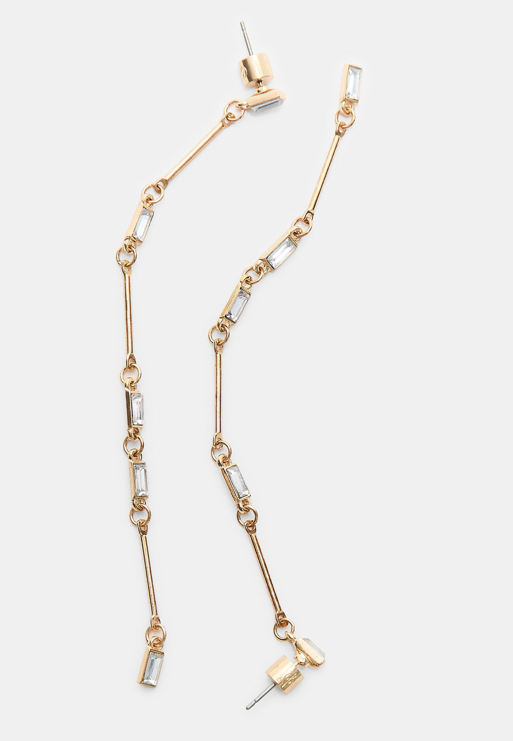 STRADIVARIUS Набор из 2 пар сережек-подвесок со стразами, золотой