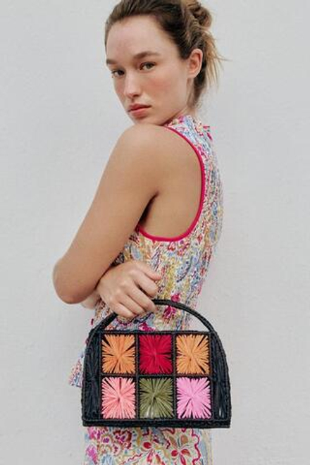 ZARA КОМБИНИРОВАННАЯ СУМКА-КОРЗИНКА, КОРИЧНЕВЫЙ