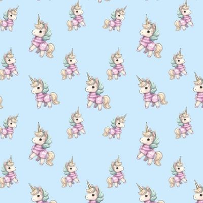 Единорожки на голубом.