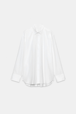 ZARA РУБАШКА ИЗ ПОПЛИНА — ZW COLLECTION, БЕЛЫЙ