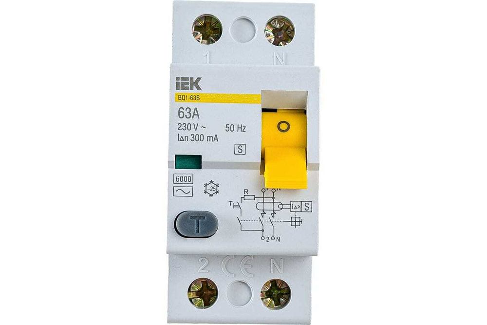 Выключатель дифференциальный (УЗО) ВД1-63S 2Р 63А 300мА IEK
