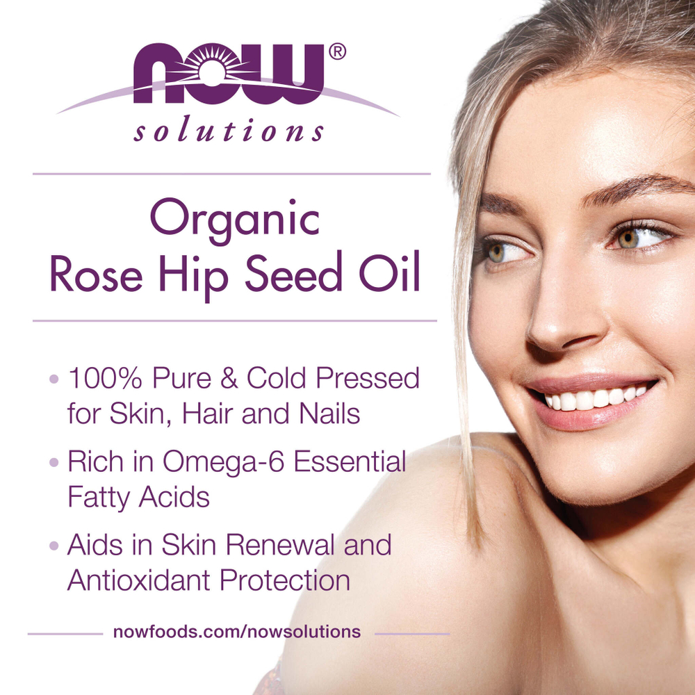 NOW Foods, Solutions, сертифицированное органическое масло семян шиповника, 30 мл (1 жидкая унция)