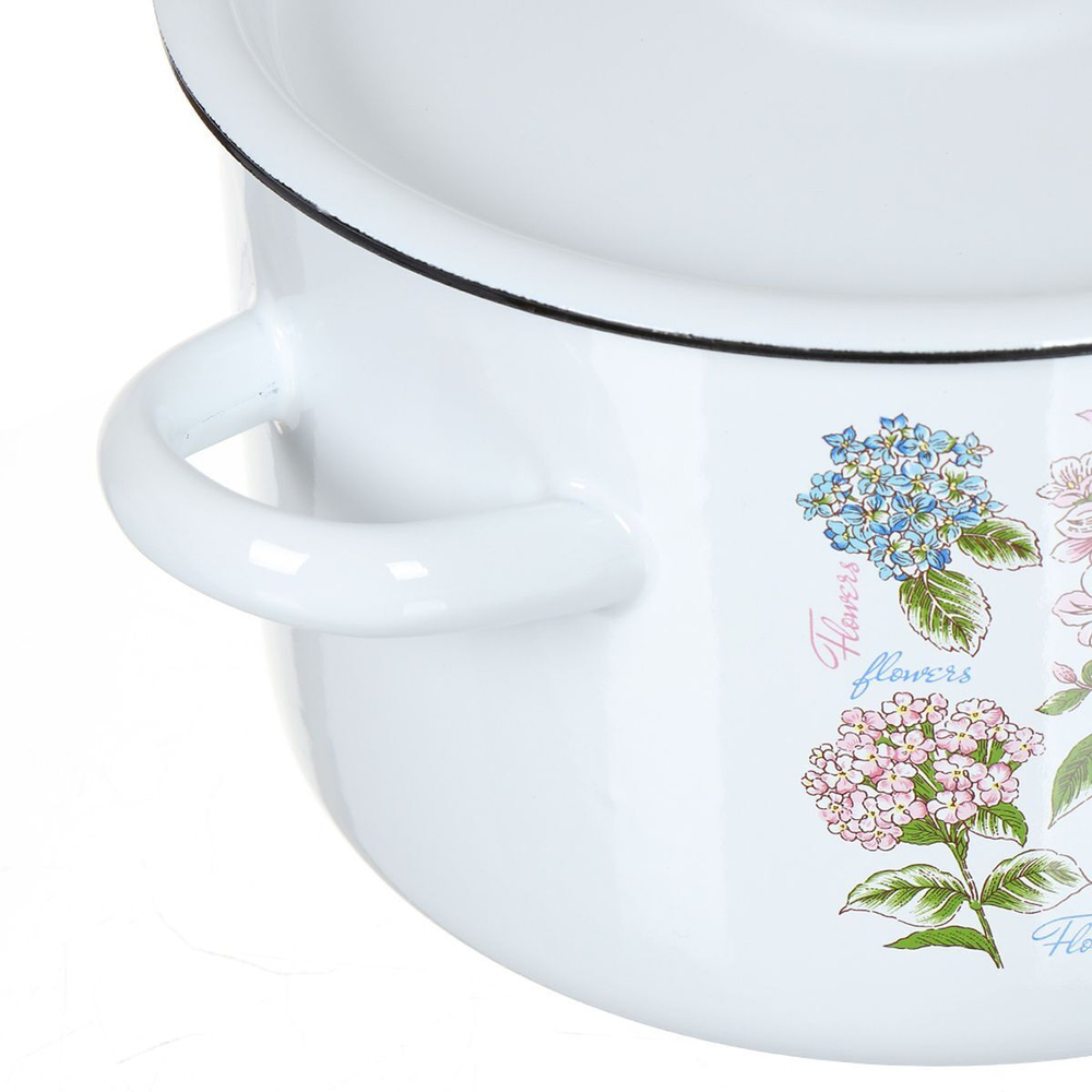 Набор эмалированной посуды 6 пр, кастрюли 1.5,2.9,4.5 л, СтальЭмаль, Букет, 1с33, бел