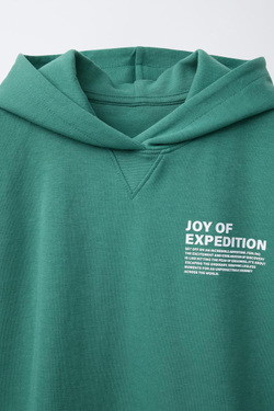 ZARA КОМПЛЕКТ ИЗ ХУДИ И ШОРТОВ-БЕРМУДОВ ИЗ ТКАНИ ИНТЕРЛОК, ЗЕЛЕНЫЙ