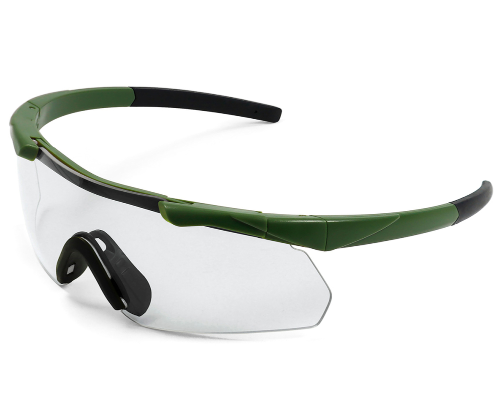 Очки стрелковые ShotTime Caracal, осколочные, зелёные, линза прозрачная GST-035-AG-C