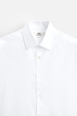 ZARA РУБАШКА КЛАССИЧЕСКОГО КРОЯ ИЗ РЕЛЬЕФНОЙ ТКАНИ, БЕЛЫЙ