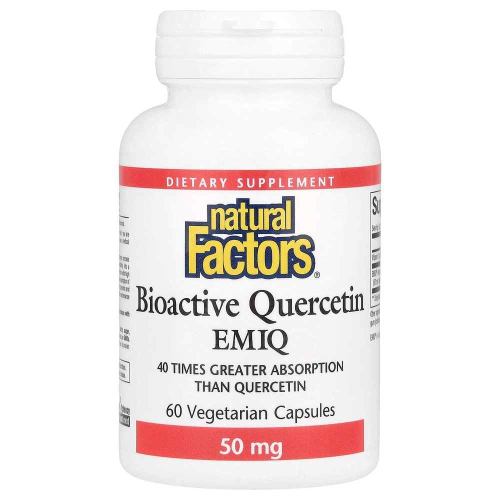 Natural Factors, EMIQ, биоактивный кверцетин, 60 вегетарианских капсул