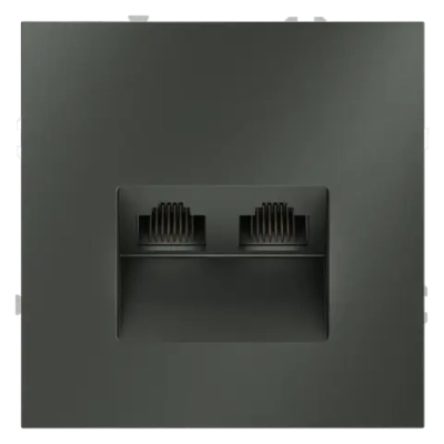 Розетка компьютерная встраиваемая VOLTUM S70 двойная RJ45+RJ45 кат.6, (титан)