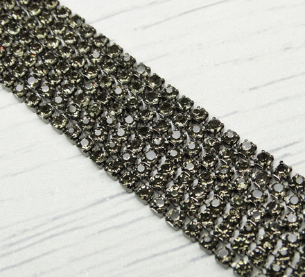 ЦС011СЦ2 Стразовые цепочки (серебро), цвет: серый, размер: 2 мм, 70 см/упак.