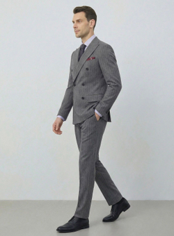 Мужской костюм двубортный (серый) А76