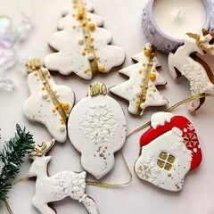 Новогодний пряник «Шар» белый бол. / 60 гр