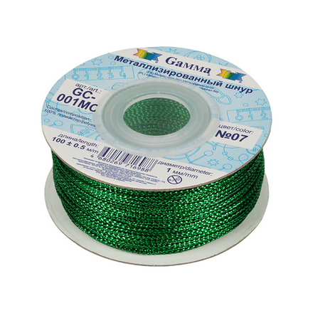 Шнур "Gamma", 1 мм, цв. 07 метал.зеленый