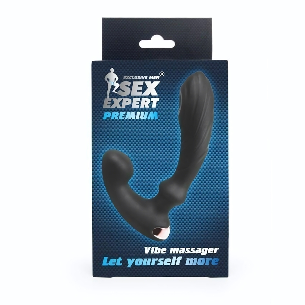 Черный вибромассажер простаты Sex Expert - 14,5 см. (Цвет: черный)