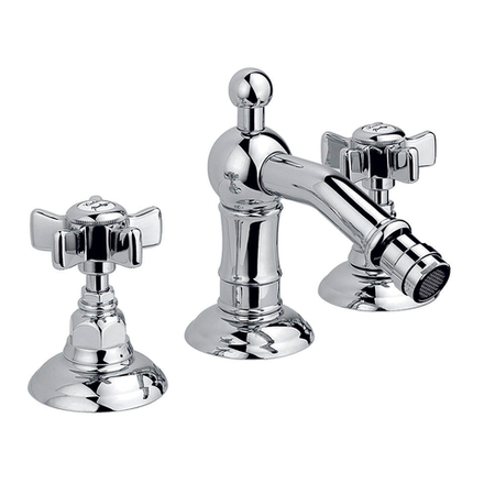 Смеситель для биде и рукомойников Nicolazzi Classica Lusso ручки Dames Anglaises на 3 отверстия с донным клапаном, хром 	1415 CR 18