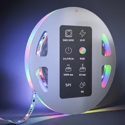 Светодиодная лента 24В 5050 14,4Вт/м 5м IP 68 Адресная (SPI) Цветная (RGB) 201249 Led Strip 201249