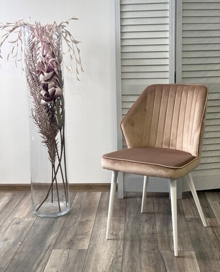 Стул М-City DISAUR Сиэтл -В (Seattle-V) Бежевый 5, Велюр, Белый каркас