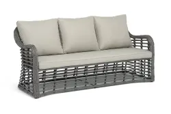 "Ницца" диван из искусственного ротанга трехместный, цвет серый