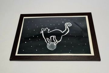 Картина в рамке "Кот на луне"