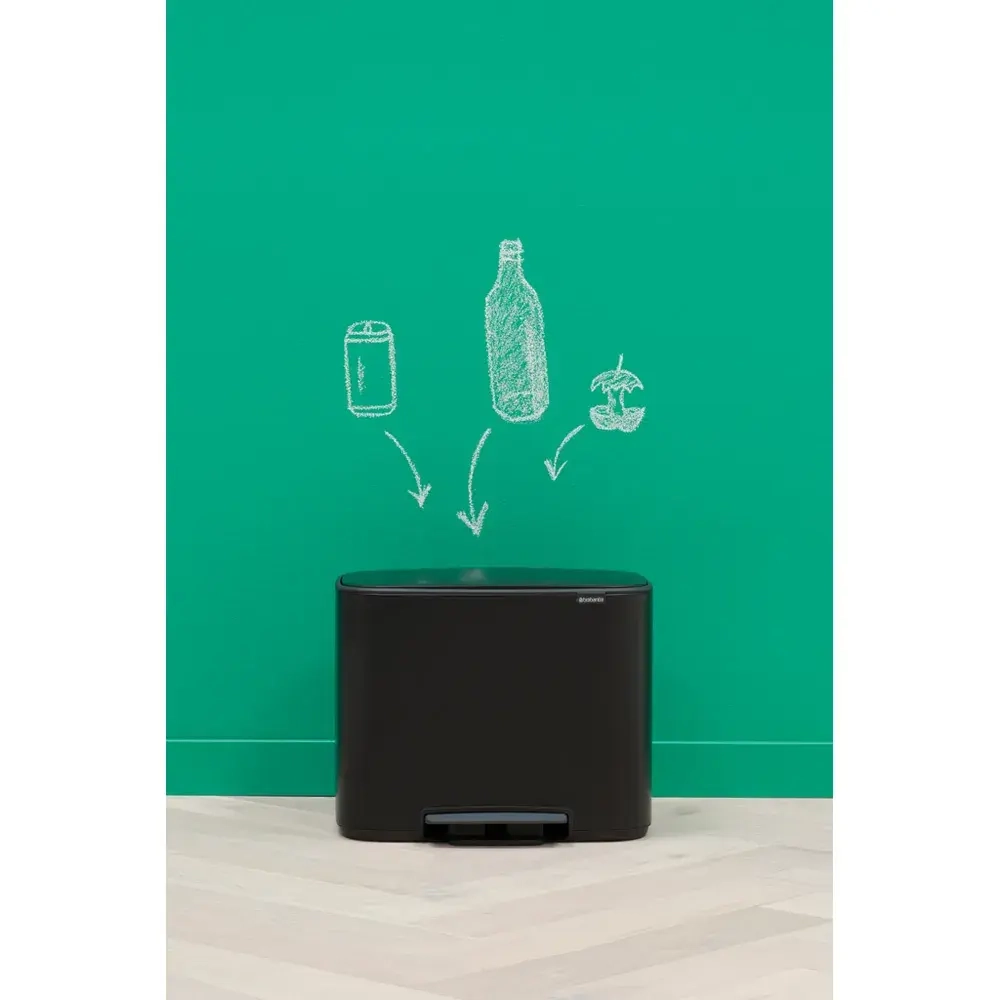 Brabantia Контейнер для мусора Bo 3х11л с сортировкой, черный