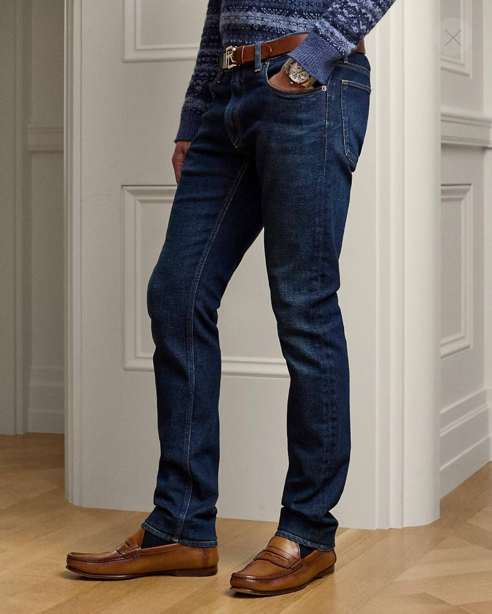Slim Fit Stretch Jean – мужские узкие джинсы с эффектом потёртости от Ralph Lauren