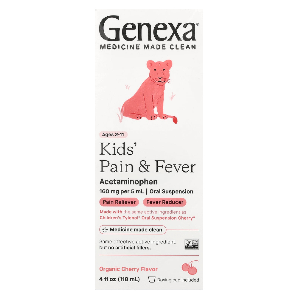 Genexa, Kids 'Pain & Fever, для детей 2–11 лет, органическая вишня, 118 мл (4 жидк. унц.)