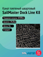 Канат плетеный швартовый SailMaster 8-и прядный Dock Line К8, 20,0 мм, черный, 4500 кгс, 6 м, пакет