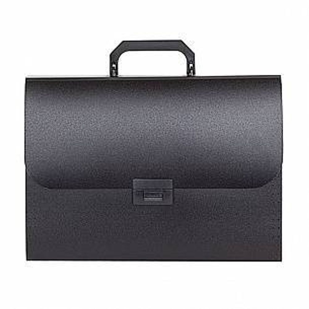 Портфель inФОРМАТ А4 черный пластик 700 мкм оторочка ручка 13 отд. замок