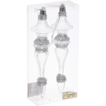 Елочные игрушки «Изящная нежность» 4,5*4,5*19 см (набор 2 шт), Белый