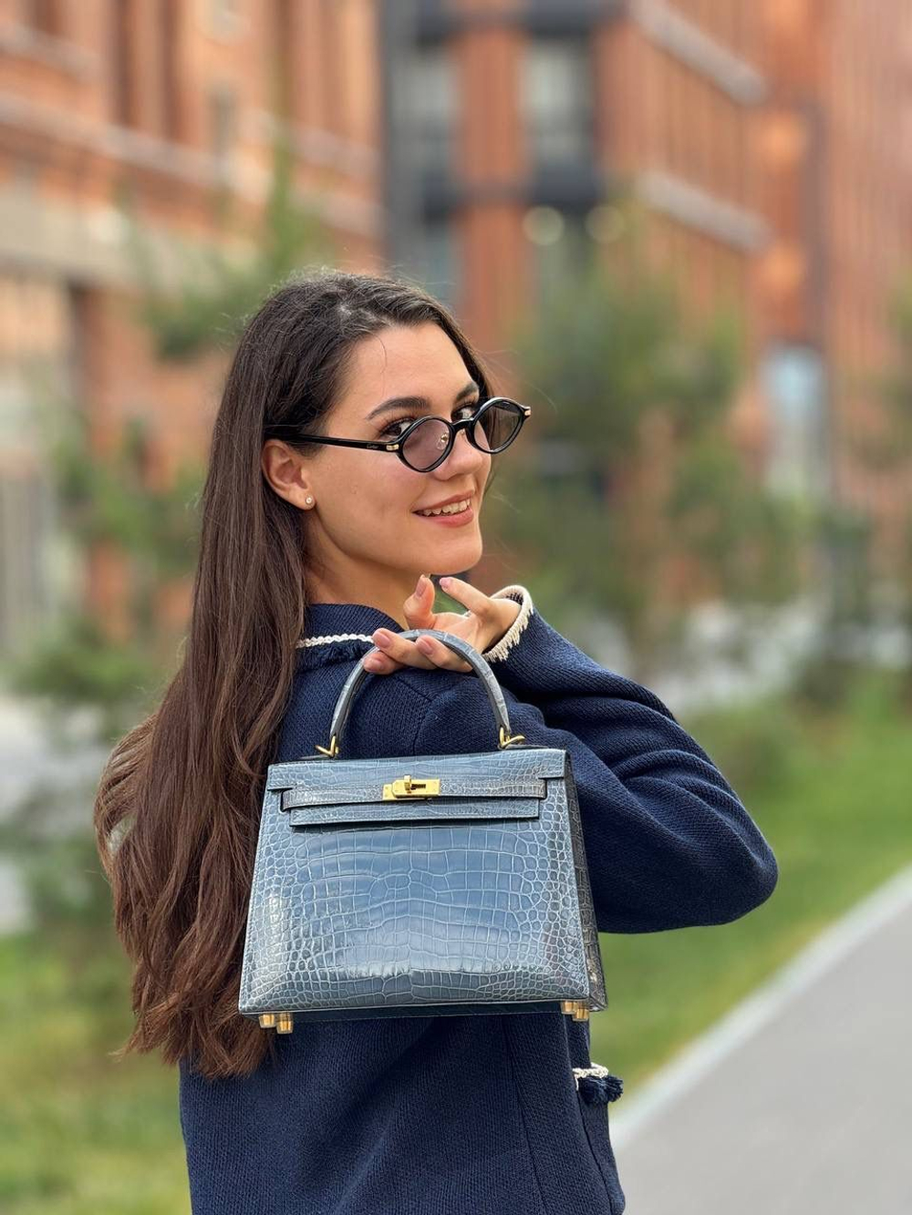 Сумка Hermes из кожи крокодила 25 см