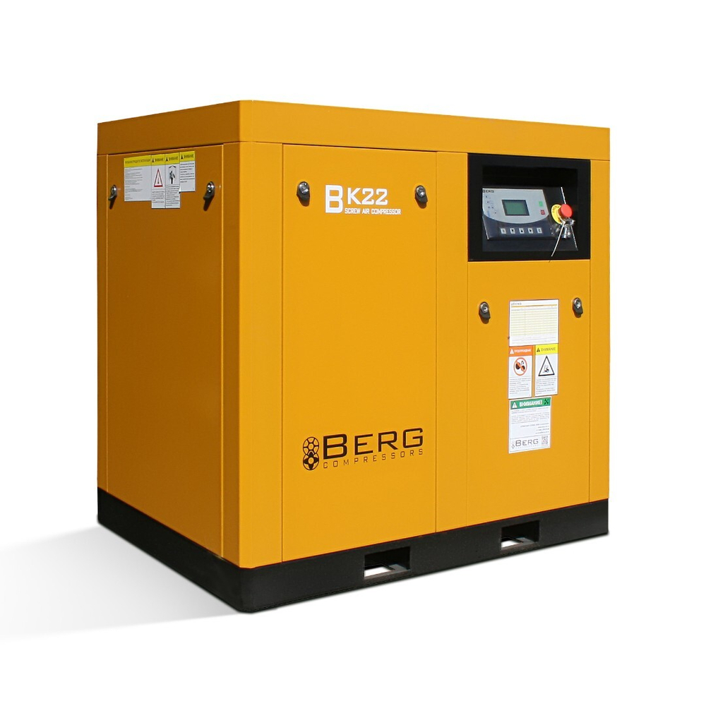 Винтовой компрессор berg вк-22-е ip54 15 бар с прямым приводом и частотником