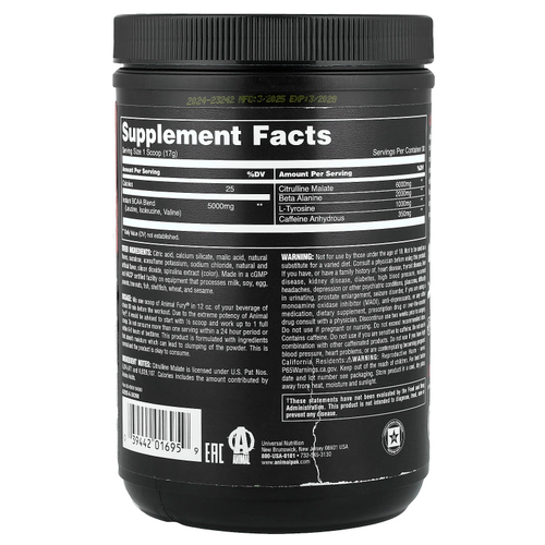 Animal, Fury® Essentials, предтренировочный комплекс, киви и лайм, 510 г (17,98 унции)