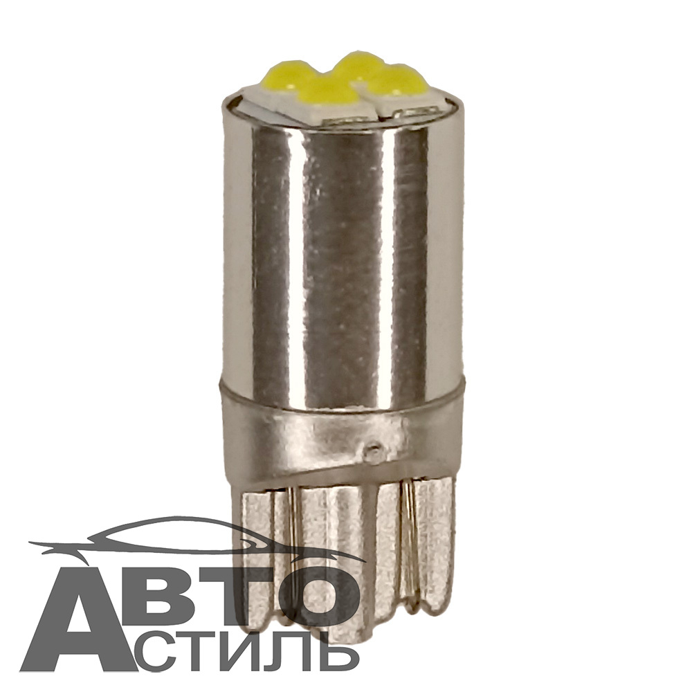 Светодиод 12V T10  4SMD 3030 WHITE FLS36-4W Super (без цок) высокий обод серебро